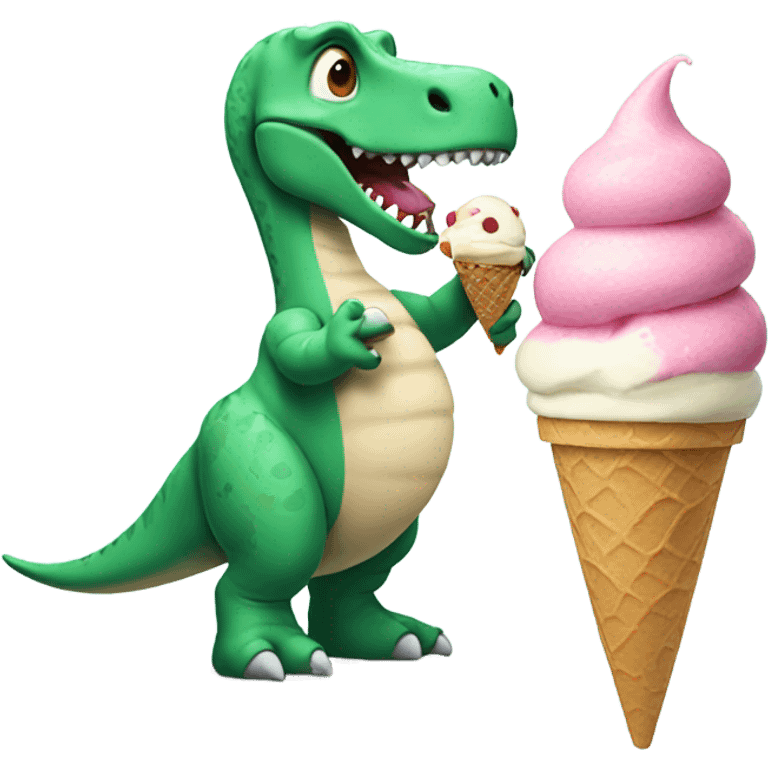 Dinosaur eating ice cream  emoji