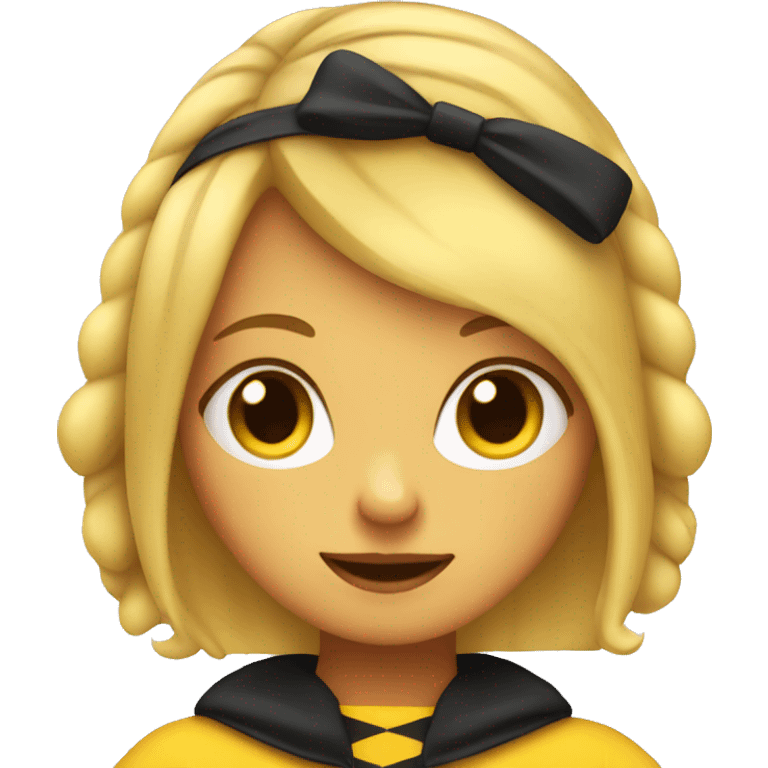 a blonde girl in a bee costume giving a smirk emoji