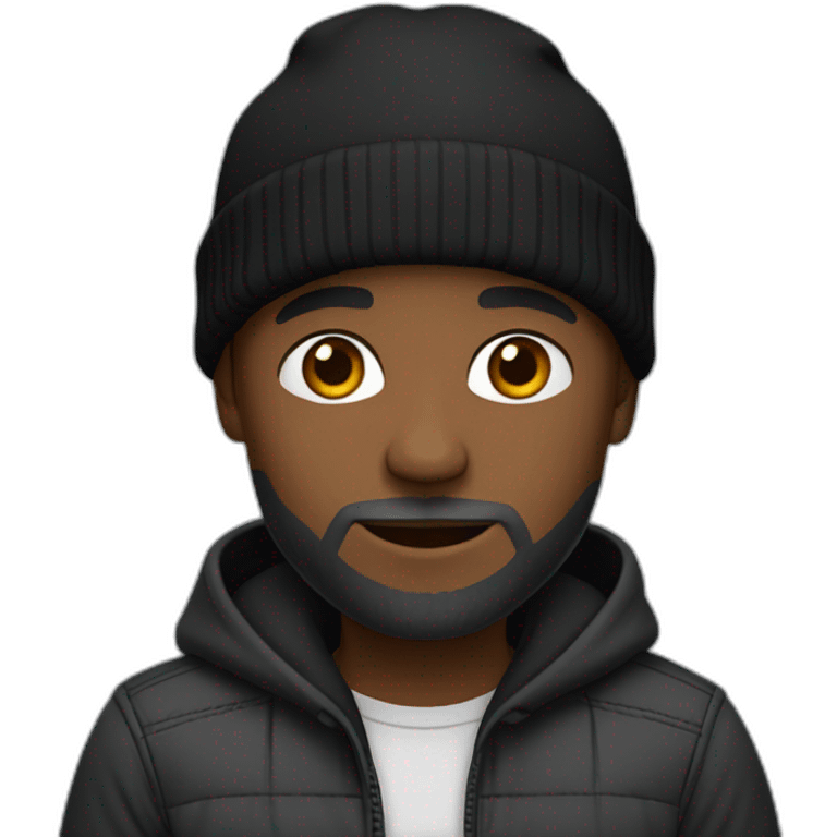 african american male with medium toned skin, wearing a black beanie.  He also has a stubbly, short gray beard emoji