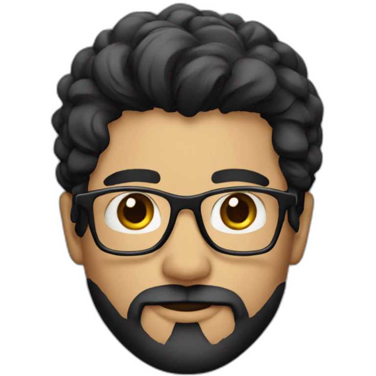 Handsome man with black hair and beard and glasses emoji