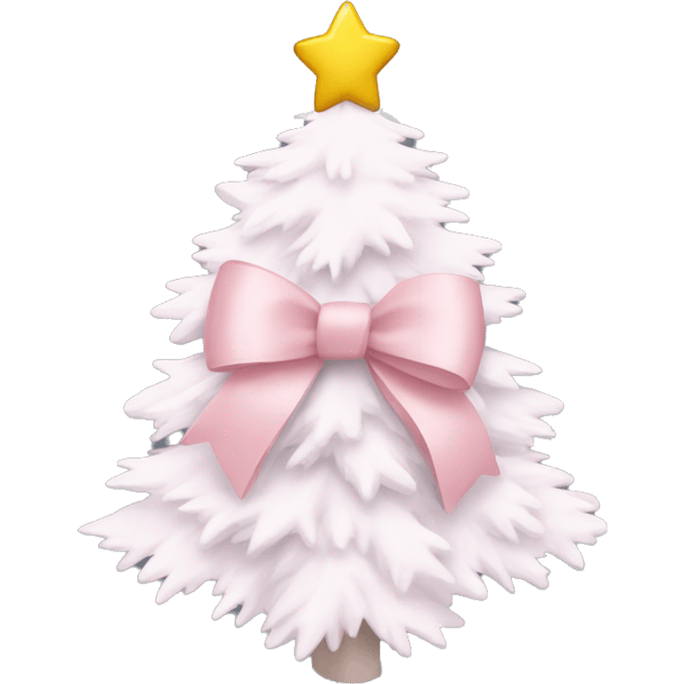 Cute light pink bow sitting on top of a white Christmas tree emoji