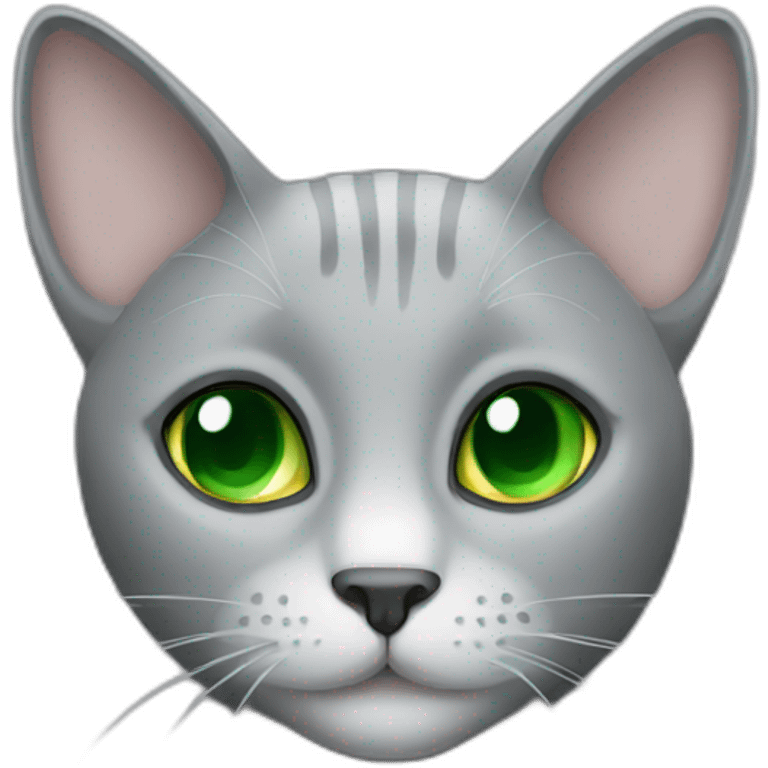 Grey cat with Green eyes emoji