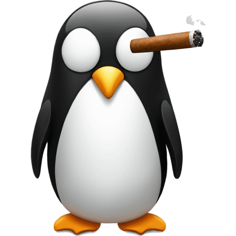 Tired penguin with a cigar  emoji