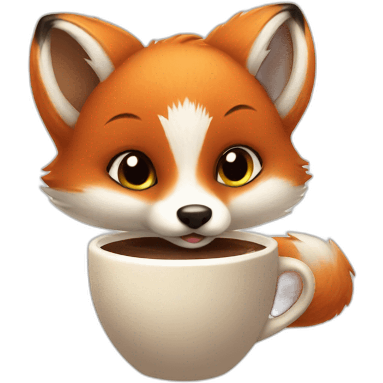 baby fox drinking coffee emoji