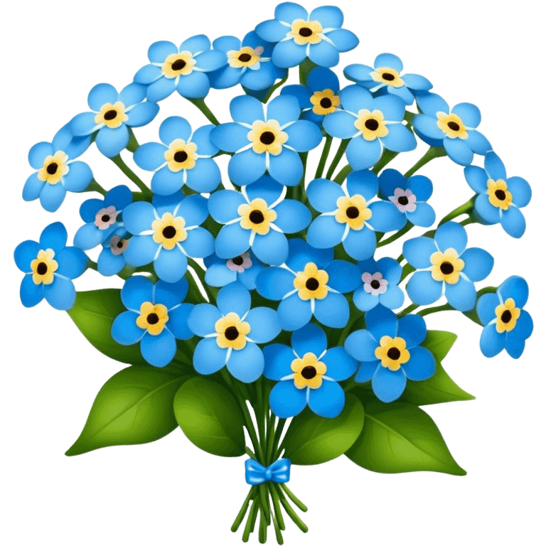 luxuriant, big bouquet Forget-Me-Not flower, stem, leaf emoji