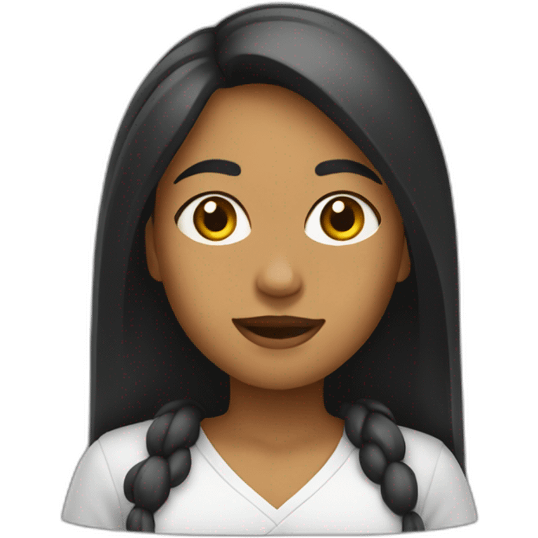 mujer pelo liso negro saludando emoji