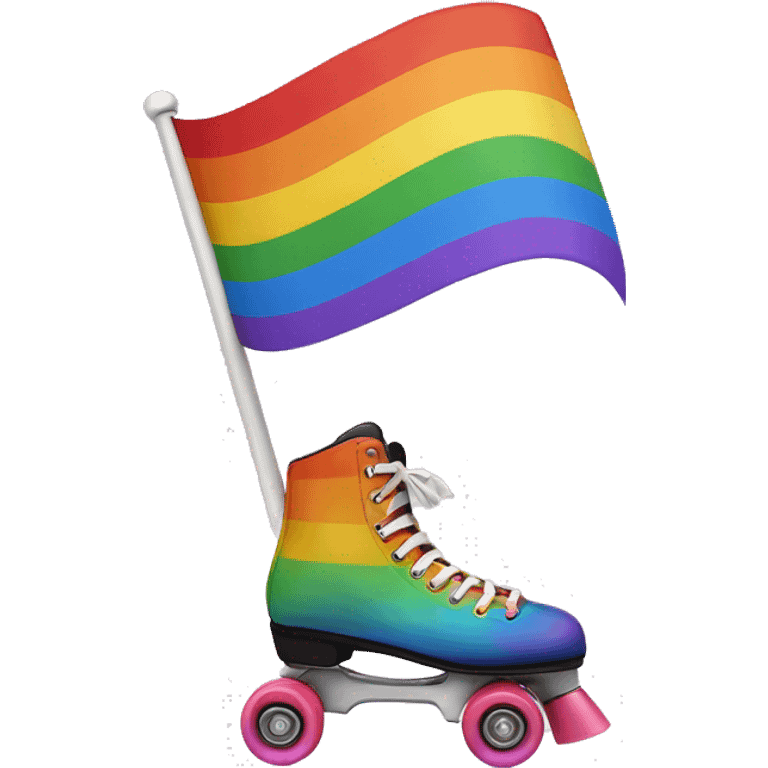 a human on roller skates speeding with a rainbow flag that leaves a trail emoji