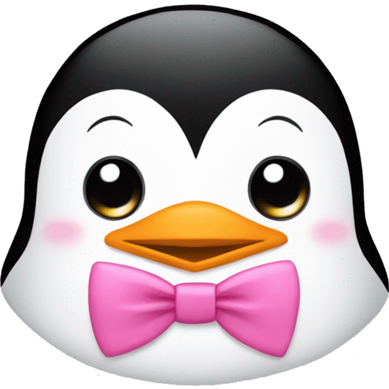 cute penguin head with pink bow tie on head emoji