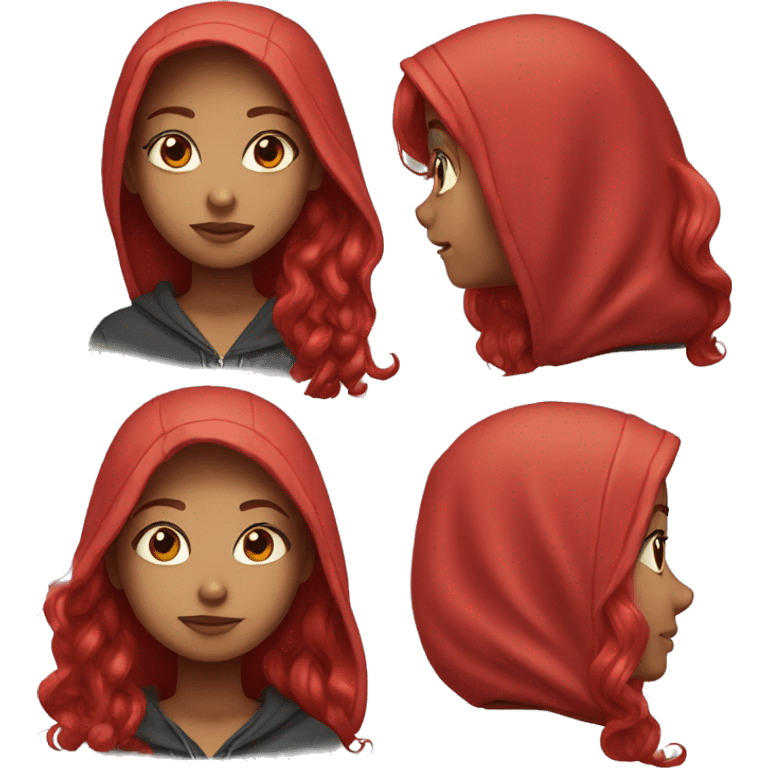 Pretty Girl with long bright red hair and a hoodie emoji