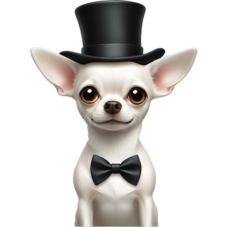 white chihuahua with a top hat and bow tie  emoji