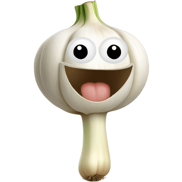 happy garlic with hands up emoji