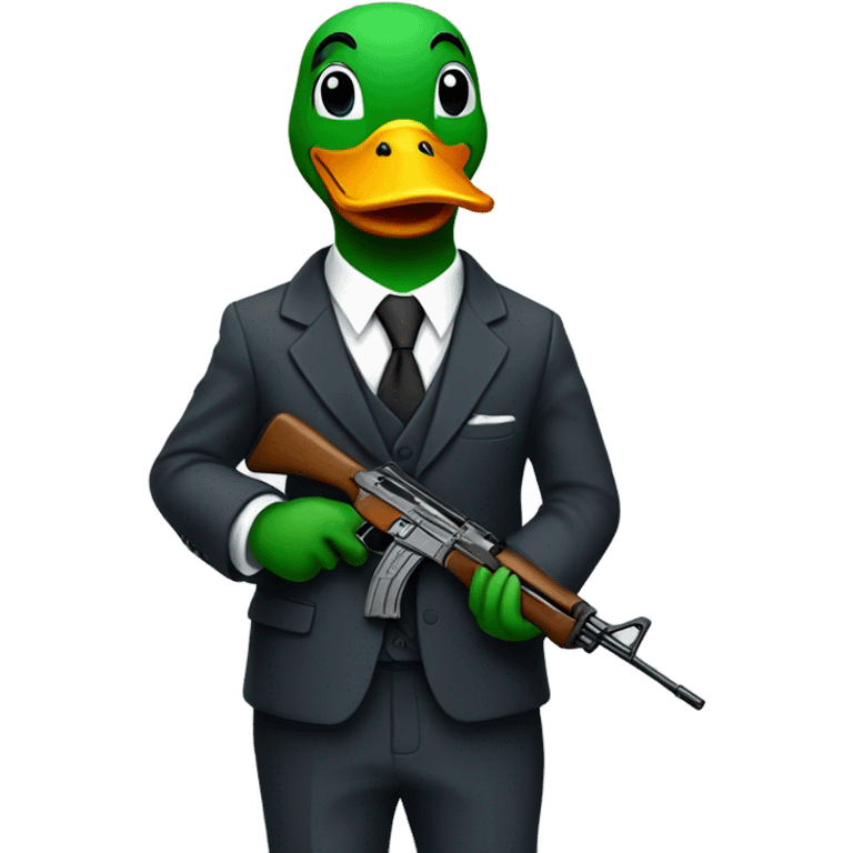 Duck man with a suit and a ak-47 emoji