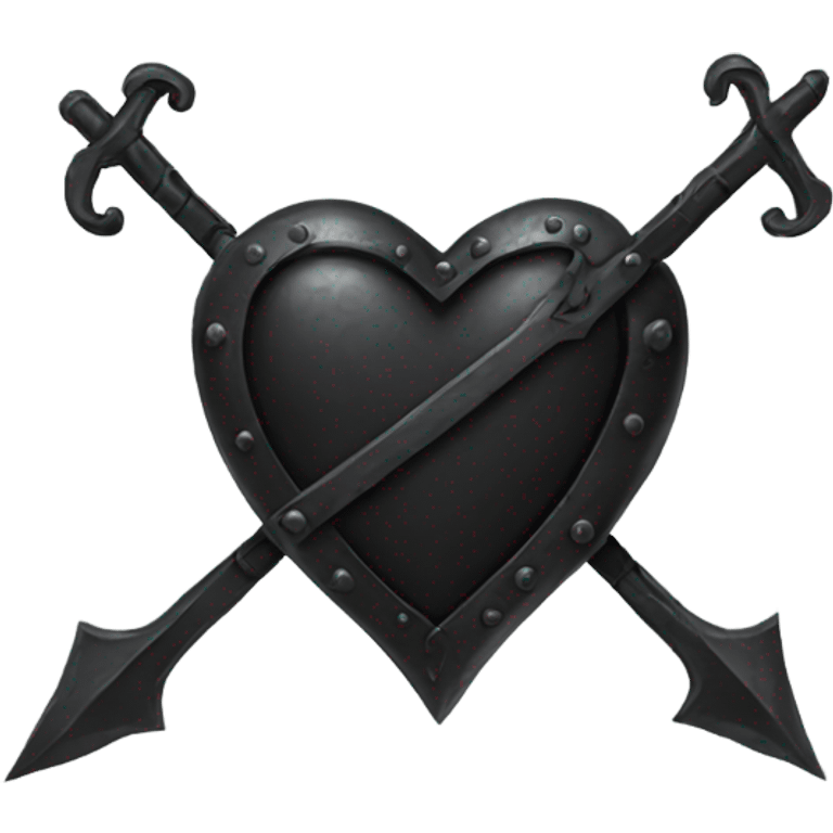 medieval black iron heart  emoji