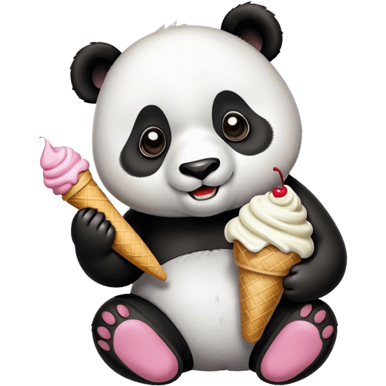 Panda eating ice cream emoji