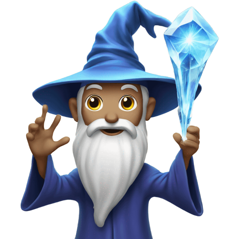 wizard holding a crystal with a swirl overhead emoji