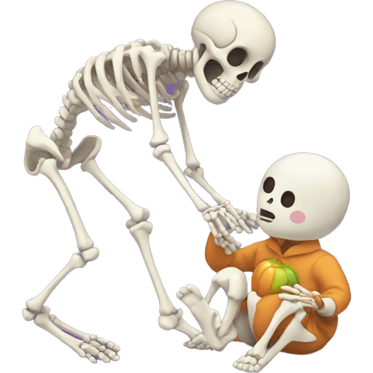 Skeleton stealing candy from a baby emoji