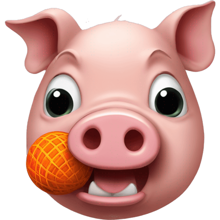 Pig with racquetball in it’s mouth emoji