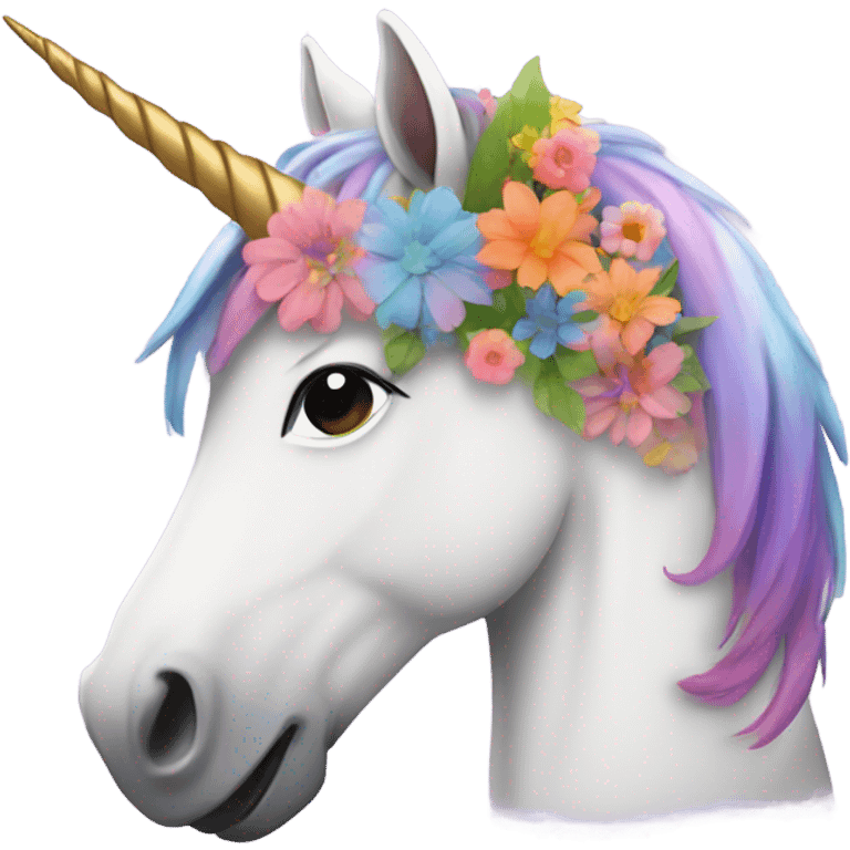 Unicorn with flowers emoji