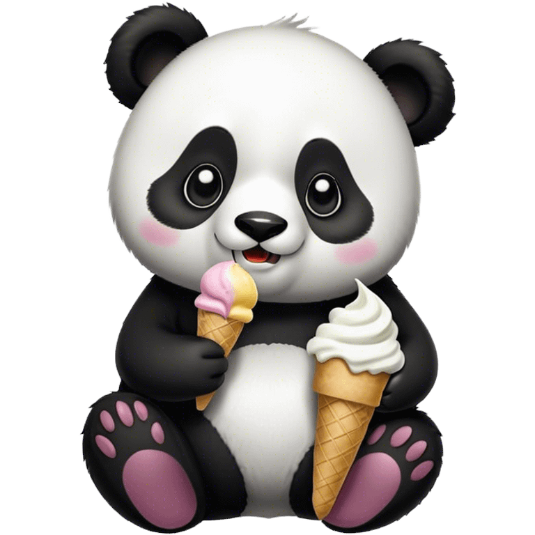 Panda eating ice cream emoji