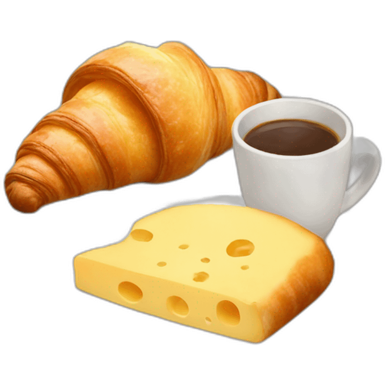 Croissant coffee and cheese emoji