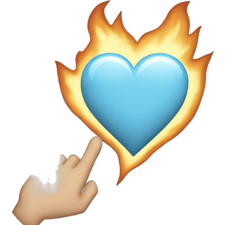 a light blue hart with gray fire around that emoji