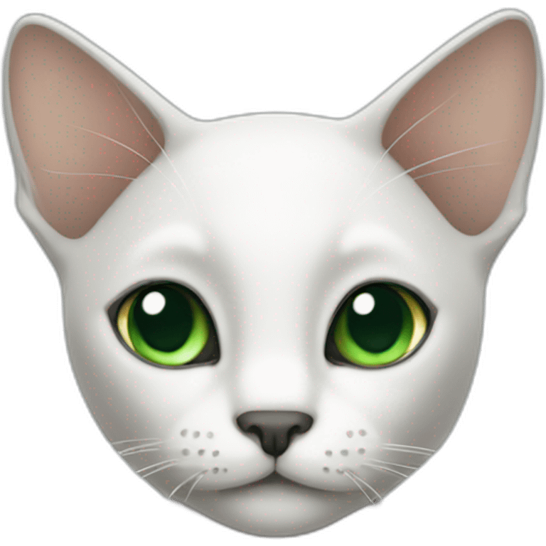 thin cat with a white face green eyes and black ears emoji