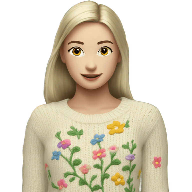 Knit sweater with garden flowery design emoji