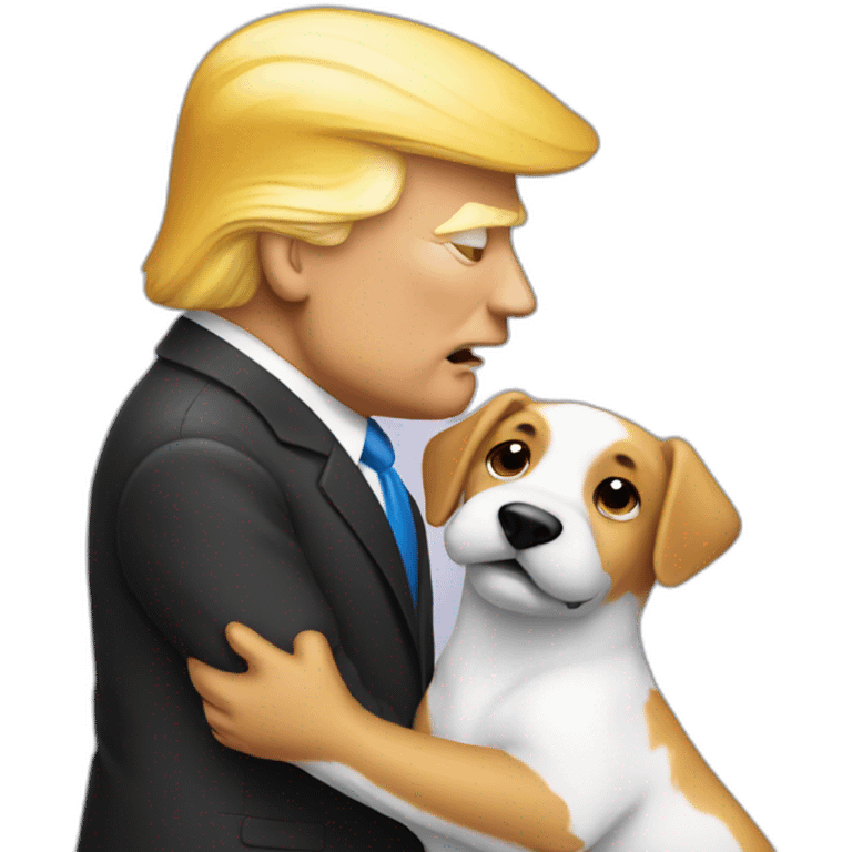 trump kissing a dog emoji