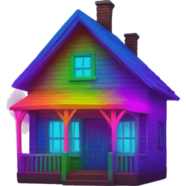 Multi neon colored house emoji