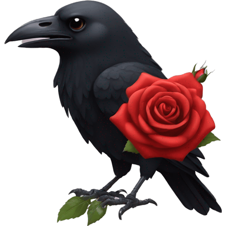 Crow holding rose emoji