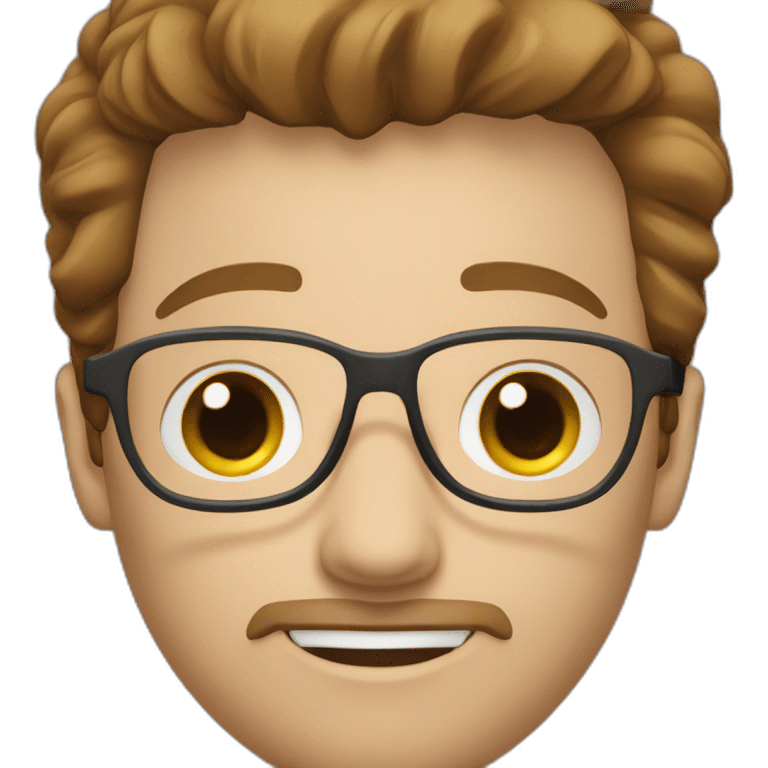 white doctor with short brown hair, big forehead, glasses and beard emoji