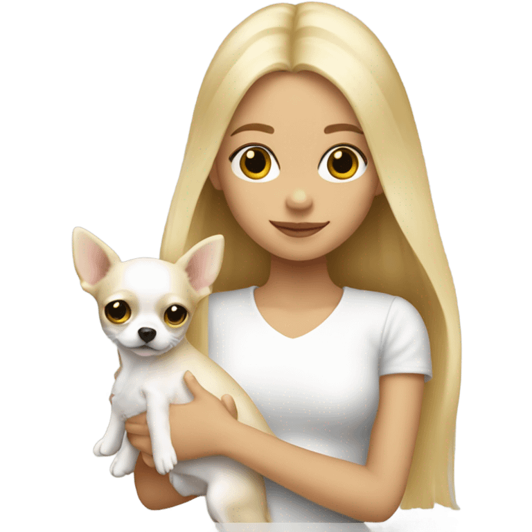 Blonde girl and white chihuahua emoji