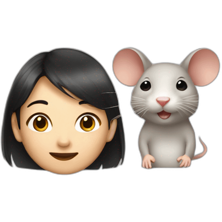 Asian girl with a rat emoji