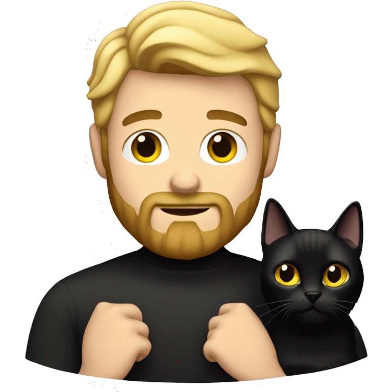 blonde bearded guy holding a black cat emoji