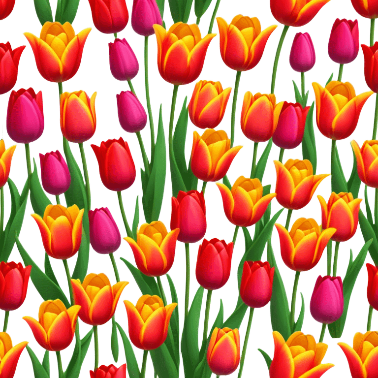 Tulips – Cinematic Realistic Tulips, depicted as a vibrant field of blooming tulips in brilliant hues, each delicate petal catching dewdrops under soft, natural spring light, rendered with detailed textures and a dreamy, picturesque glow. emoji