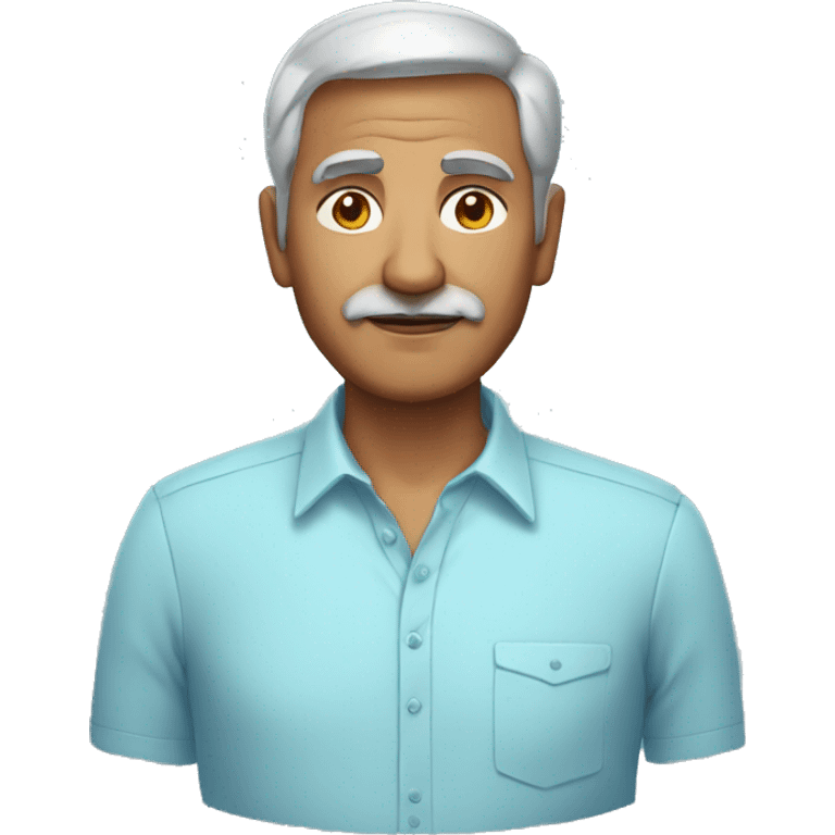 older indian slim man in a light blue shirt, short hair and with light stubble emoji