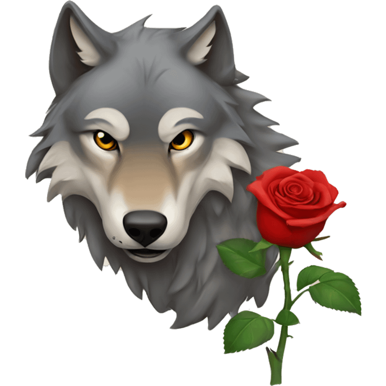 a wolf and a rose emoji