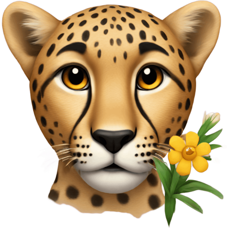 Cheetah with flowers emoji