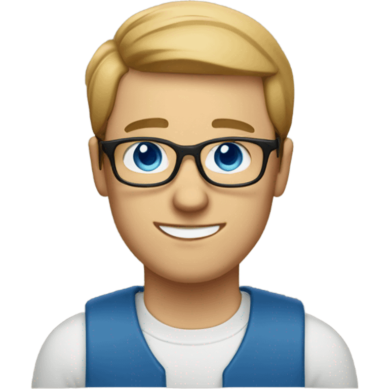  White guy with blue eyes square glasses and straight light brown  and laptop  emoji