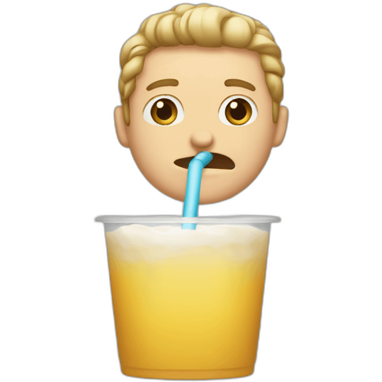 white guy   drinking Beverage Box straw emoji