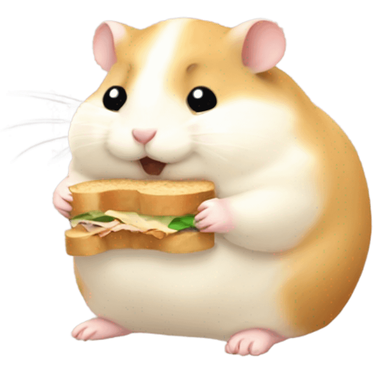 Fat hamster eating sandwiches  emoji