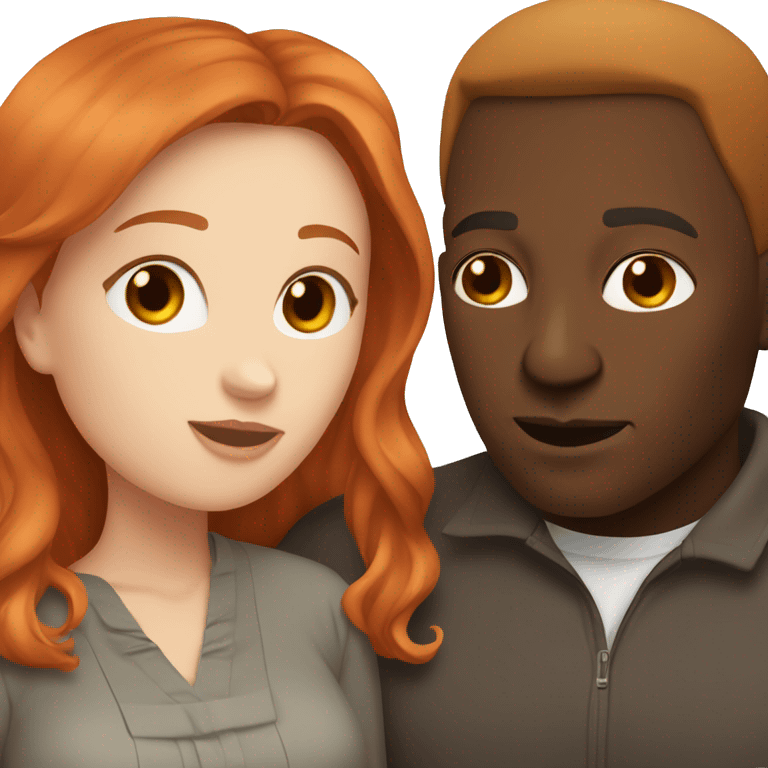 couple kissing, redhead and white woman, dark-skinned black man emoji