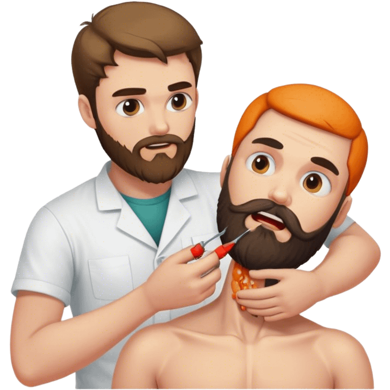 bearded man performing lobotomy on young guy emoji