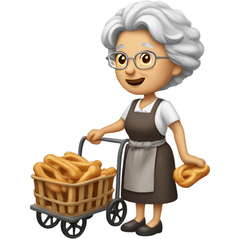 Tan old lady with a cart selling churros emoji