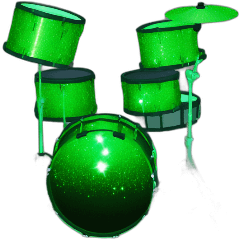 full neon green sparkly drum set emoji