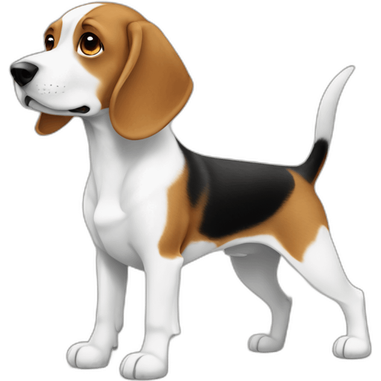 Cute white and brown beagle standing with 2 feet emoji