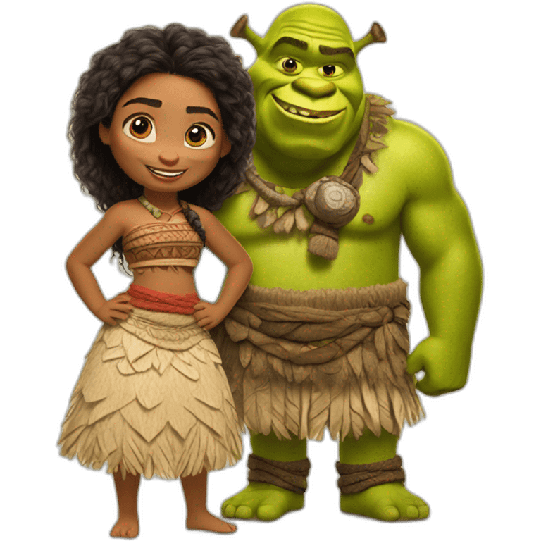 Moana with Shrek emoji