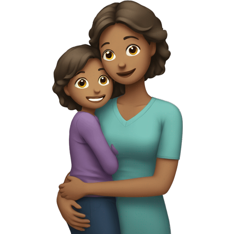 mom hugging daughter  emoji