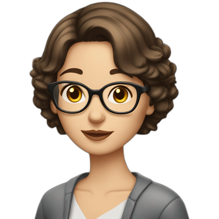 short-haired brunette librarian who loves cats emoji