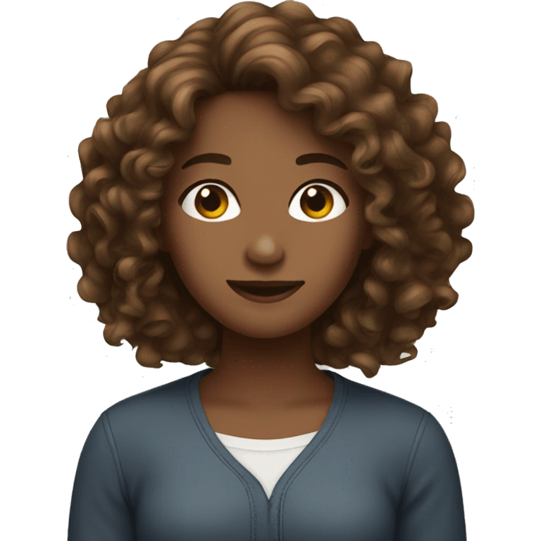 long brown curly hair girl emoji